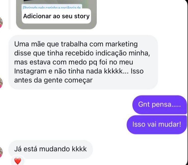 Print de conversa: cliente relata indicação recebida através do Instagram