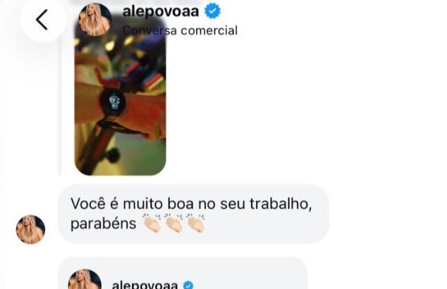 Print de mensagem direta no Instagram elogiando o trabalho da Azuz