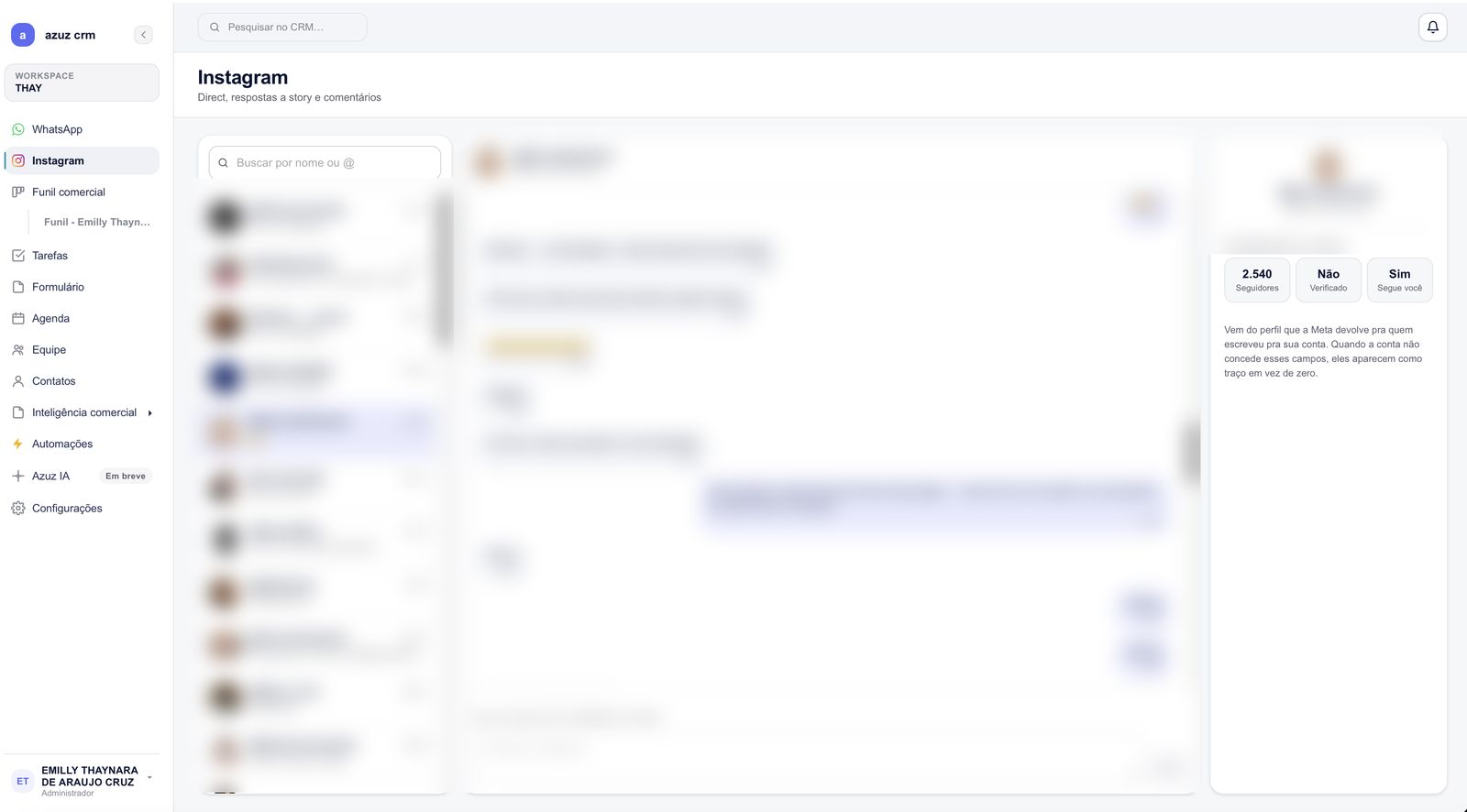 SISTEMA · MENSAGENS DO AZUZ CRM
